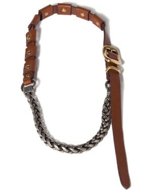 Miu Miu Metal And Leather Necklace - White
