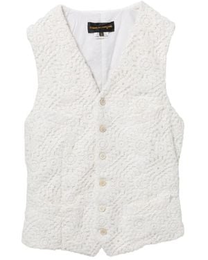 Comme des Garçons Floral-Embroidered Vest - White