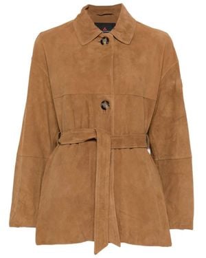 Peuterey Machuca Suede Leather Jacket - Brown