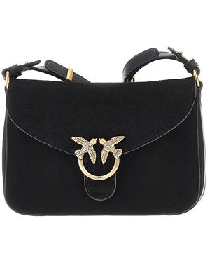 PINKO 'Mini Love Bag Satchel' Suede Leather Bag - Black