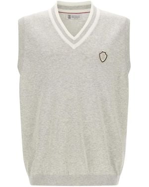 Brunello Cucinelli Heraldic Logo Vest - White
