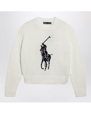 Polo Ralph Lauren Sweater With Logo Intarsia - White