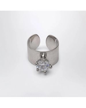 Panconesi Armor Ring Small With Diamonds - Metallic