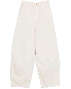 Alysi Cotton Barrel Pants - White