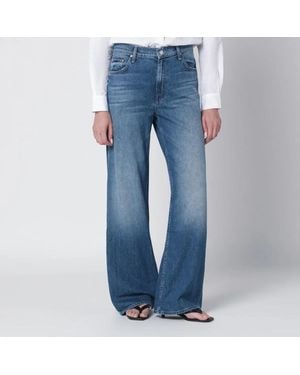 Mother Hit Shuffle Washed Wideleg Jeans - Blue
