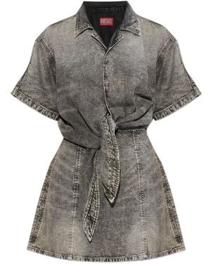 DIESEL Tie-Waist Point Collar Shirt - Gray