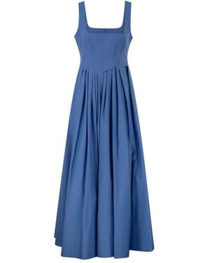 Max Mara Spxgiro – Structured Cotton Midi Dress With Full Skirt - Blue