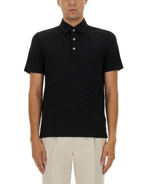 ZEGNA Cotton Polo Shirt With Pocket - Black