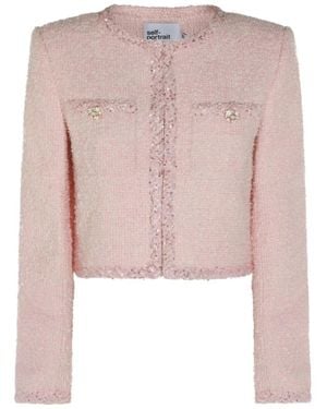 Self-Portrait Bouclé Blazer - Pink