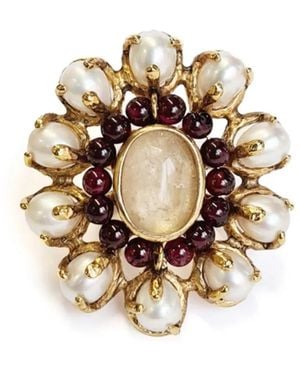 Goossens Anillo Perlas/Granate Dorado - Metallic