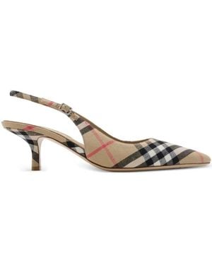 Burberry Check Dame Slingback Pumps - Metallic
