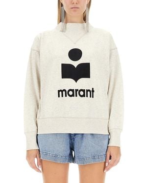 Isabel Marant Isabel Marant Etoile Moby Sweatshirt With Flocked Logo - White