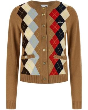 Ganni Diamond-Shaped Cardigan - Natural