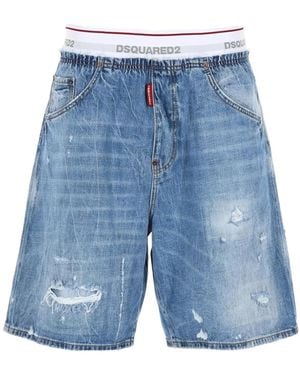 DSquared² Shorts "Surfer" Con Logo - Blue
