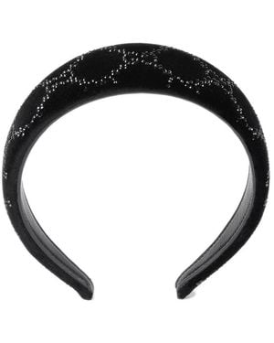 Gucci Soft Velvet Headband With Crystals - Black