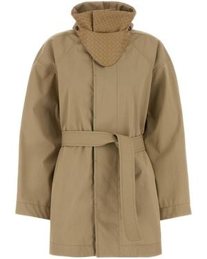 Bottega Veneta Short Trench Leather Collar Intreccio - Natural