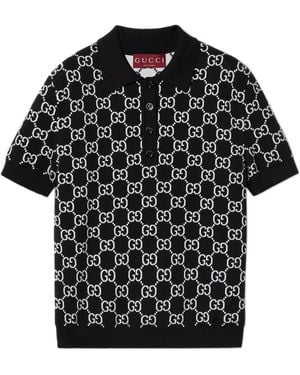 Gucci Reversible Gg Wool Jacquard Polo Shirt - Black