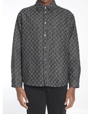 Gucci Reversible Wool And Gg Denim Shirt - Grey