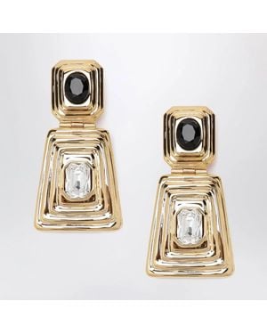 Alessandra Rich Tone Clip-On Earrings With Crystals - Metallic