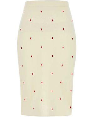 Bottega Veneta Embroidered Cotton Blend Skirt - Natural