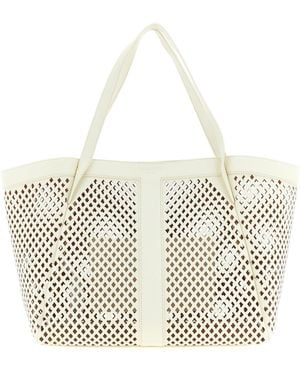 Twinset Openwork Leather Shopping Bag - White