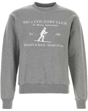 Sporty & Rich Melange Cotton Sweatshirt - Grey