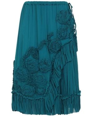 Dries Van Noten Sammy Bis Viscose Midi Skirt - Blue