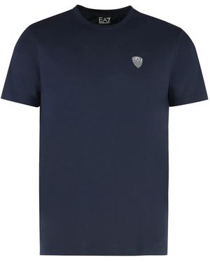 EA7 Logo Print T-Shirt - Blue