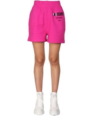 Moschino Shorts With Vinyl Logo - Pink