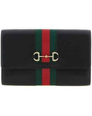 Gucci Horsebit Web' Wallet On Chain - Black