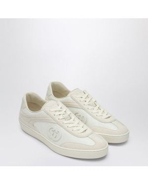 Gucci Ivory Fabric And Suede Trainers - White