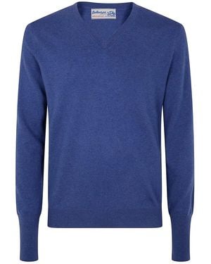 Ballantyne V Neck Pullover - Blue