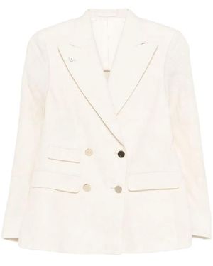L.B.M. 1911 Linen Blend Double-Breasted Jacket - White