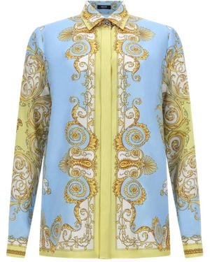 Versace "Baroque" Print Shirt - Blue