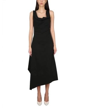 Bottega Veneta Asymmetrical Midi Dress - Black