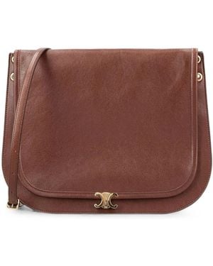 Celine Triomphe Besace Leather Shoulder Bag - Brown