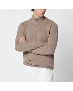 Drumohr Mélange Halfzip Wool Jumper - Grey