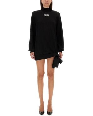 Versace Jeans Couture Sweatshirt Dress With Logo - Black