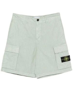 Stone Island Nylon Panama Loose Fit Cargo Bermudas - Green