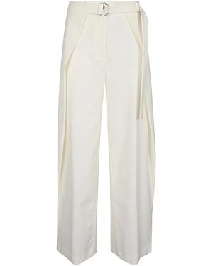 Erika Cavallini Semi Couture Wool Twill Amelia Trousers - White