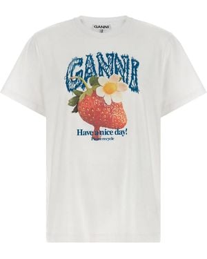 Ganni 'Strawberry' T-Shirt - White