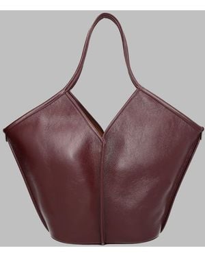 Hereu Tote Bag Calella Distressed Leather Calf Hand - Purple