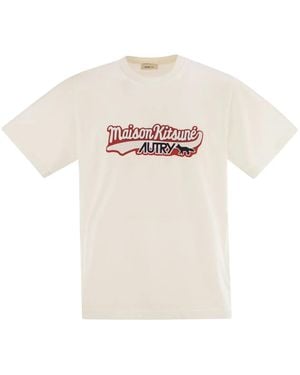 Autry X Maison Kitsune T-Shirt With Logo - White