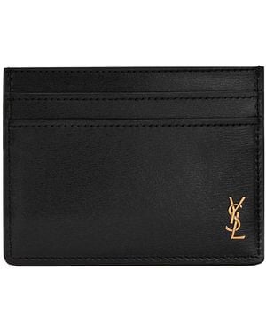 Saint Laurent Tiny Cassandre Credit Card Case - Black