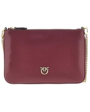 Pinko Flat Classic Leather Pouch - Purple