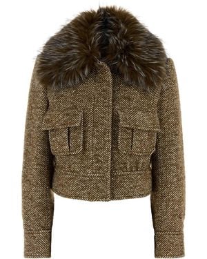 Zimmermann Valiant Faux Fur Collar Jacket - Brown