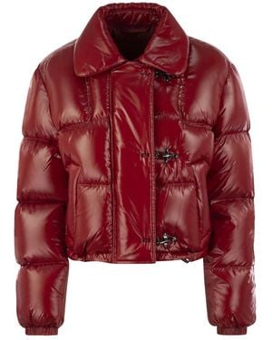 Fay 3-Hook Cropped Down Jacket - Red