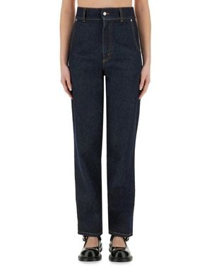 Moschino Laurel Crown Patch Denim Pants - Blue