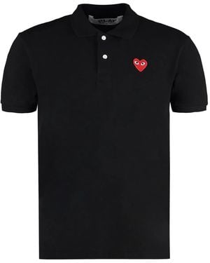 COMME DES GARÇONS PLAY Cotton-Piqué Polo Shirt - Black