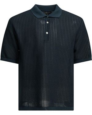 Beams Plus Paper Polyester Nylon Spandex Washi Yarn Polo Shirt - Black